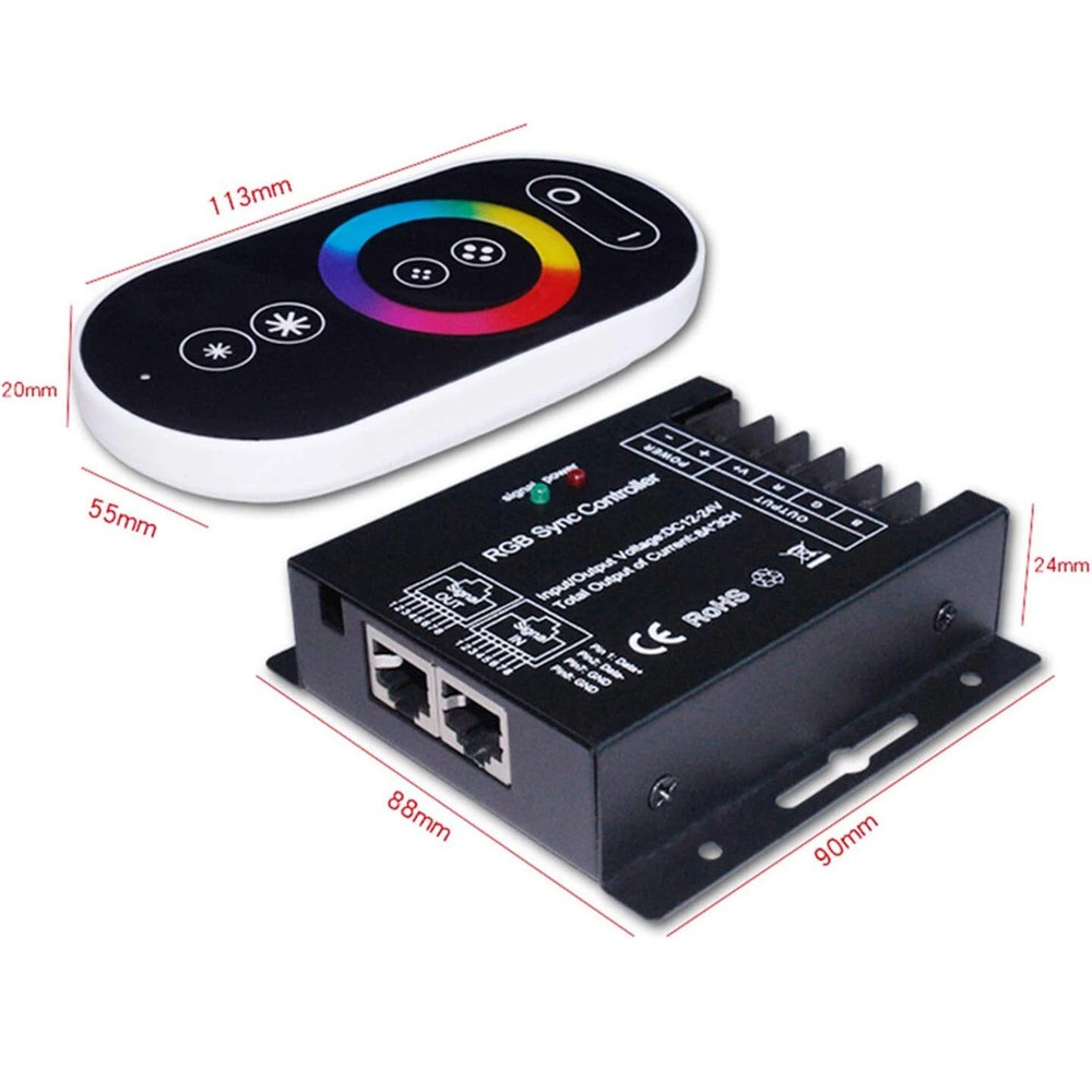 DC12V-24V 8A*3CH RGB Sync Controller Wireless Touch RGB Remote For RGB LED Light