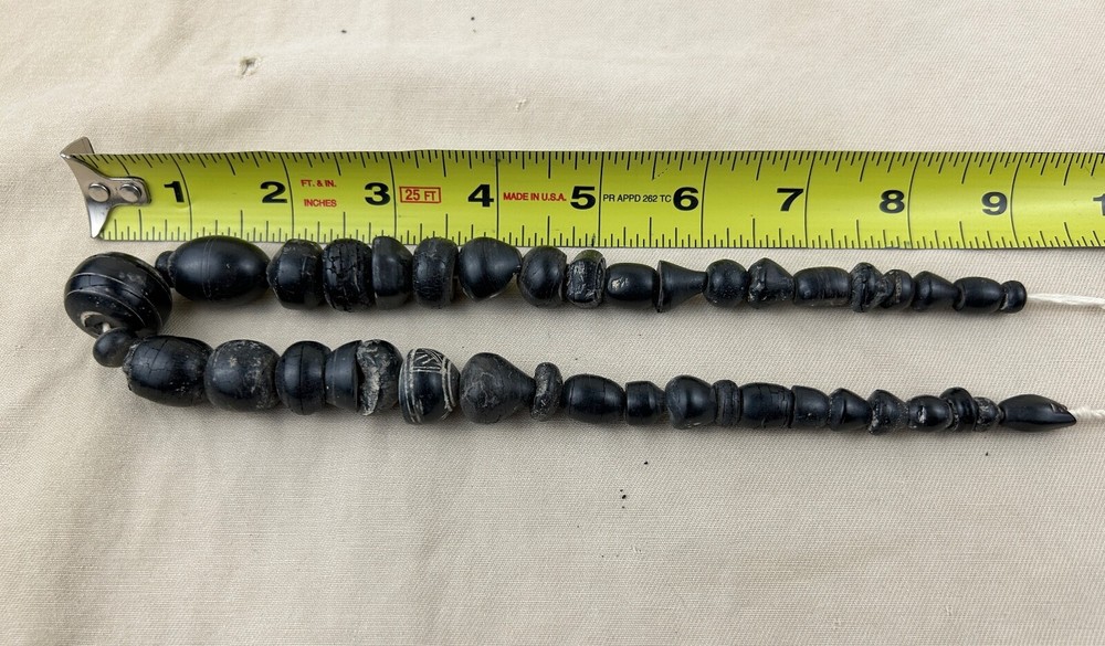 Ancient Bactrian Black Banded Agate and Jet Beads