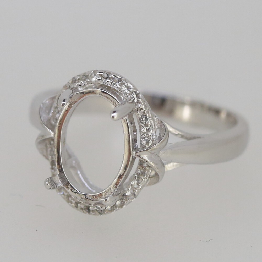 Sterling Silver Semi Mount Ring Setting Oval OV 10x7mm