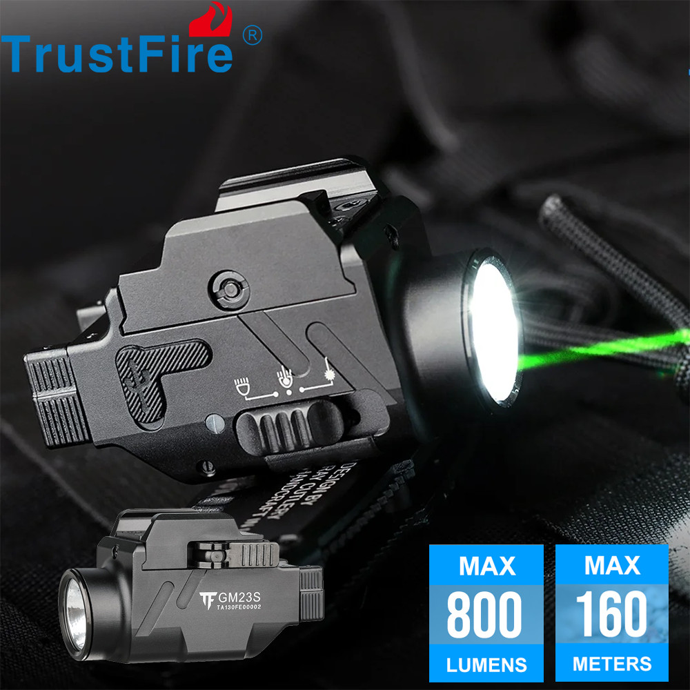 Trustfire Green Laser 800LM Tactical Pistol Light Quick Release Gun Flashlight S
