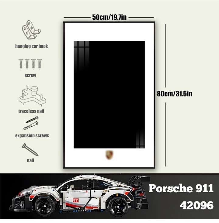 Acrylic Top-Speed Wall Mount Display for LEGO® Technic™ Porsche White