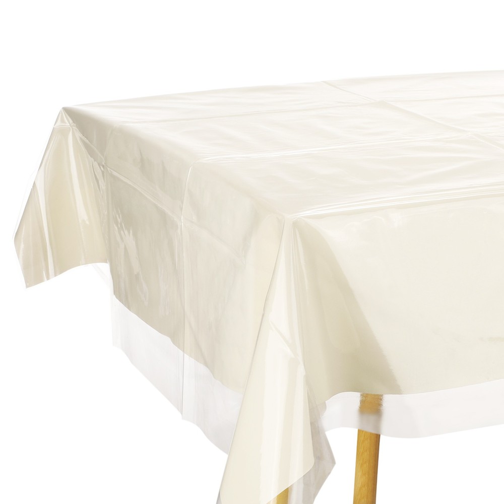 2Pcs 54x54 Inch Clear Plastic Tablecloth, Square Vinyl Table Cover Protector