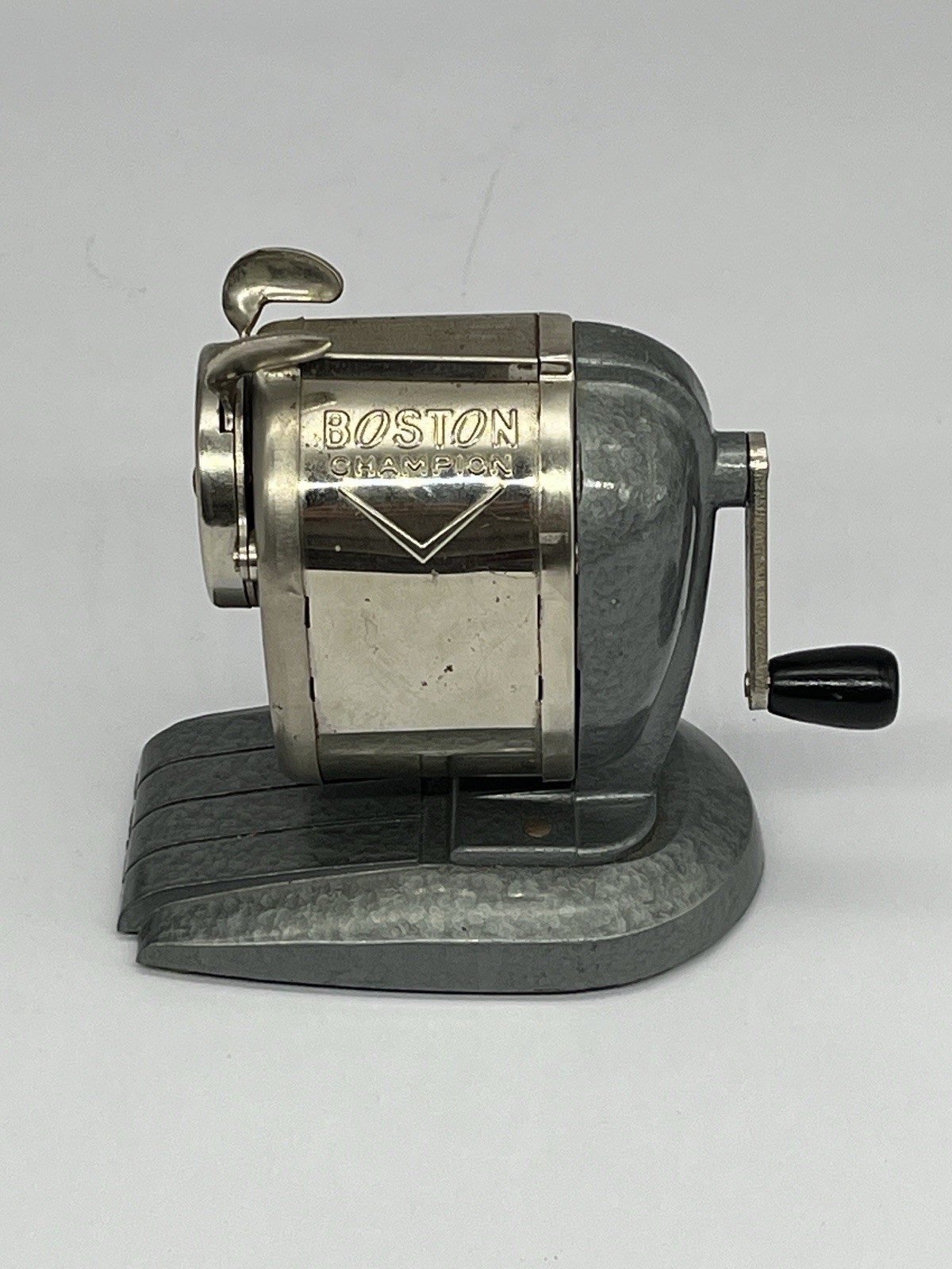 Boston Champion Pencil Sharpener Hand Crank Desk Top Pinch Feed VTG Retr 1960's