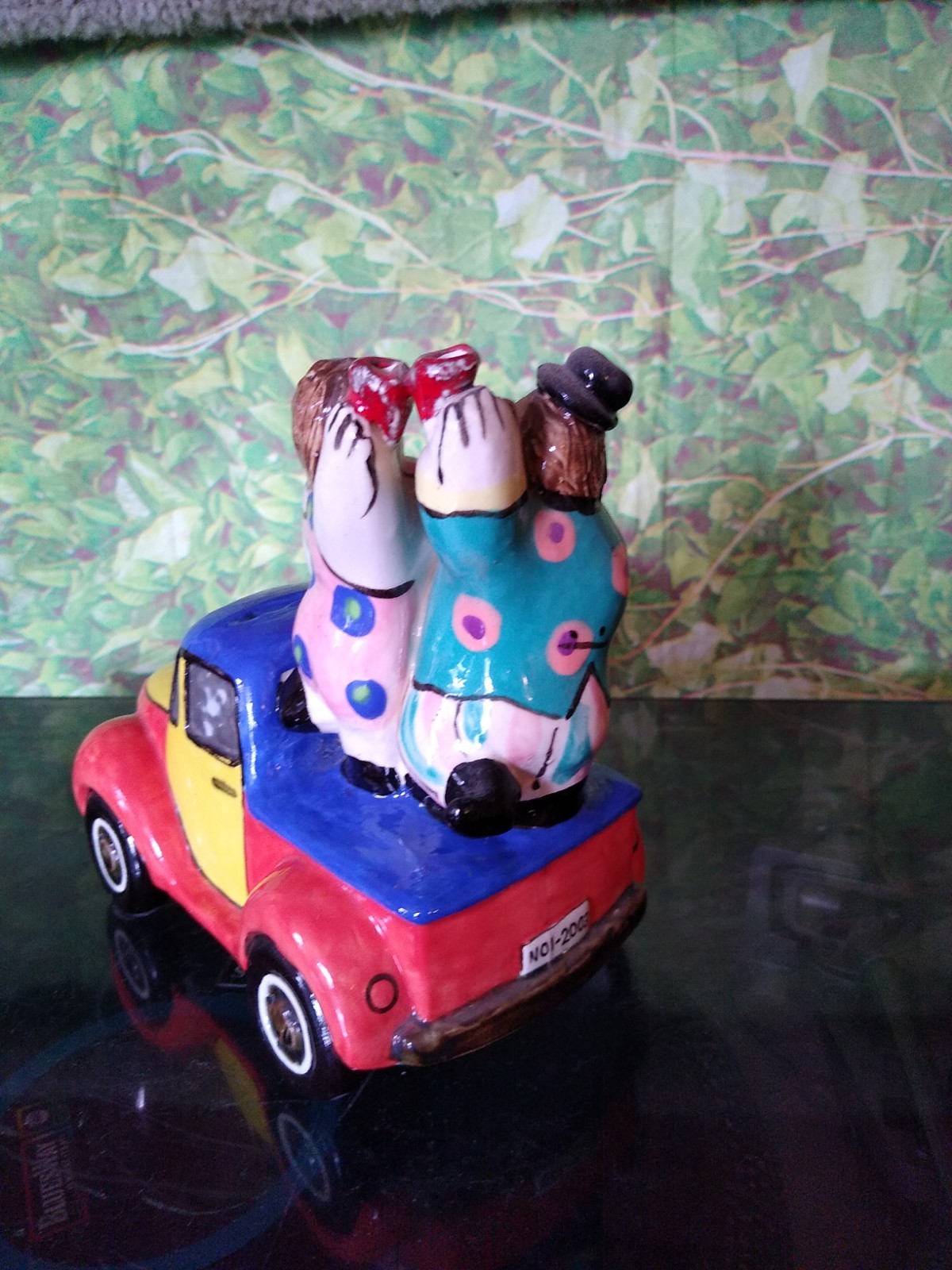 Noi Volkov Jewish Art – Ceramic Sculpture Piggy Bank 2 Partying In A Pickup