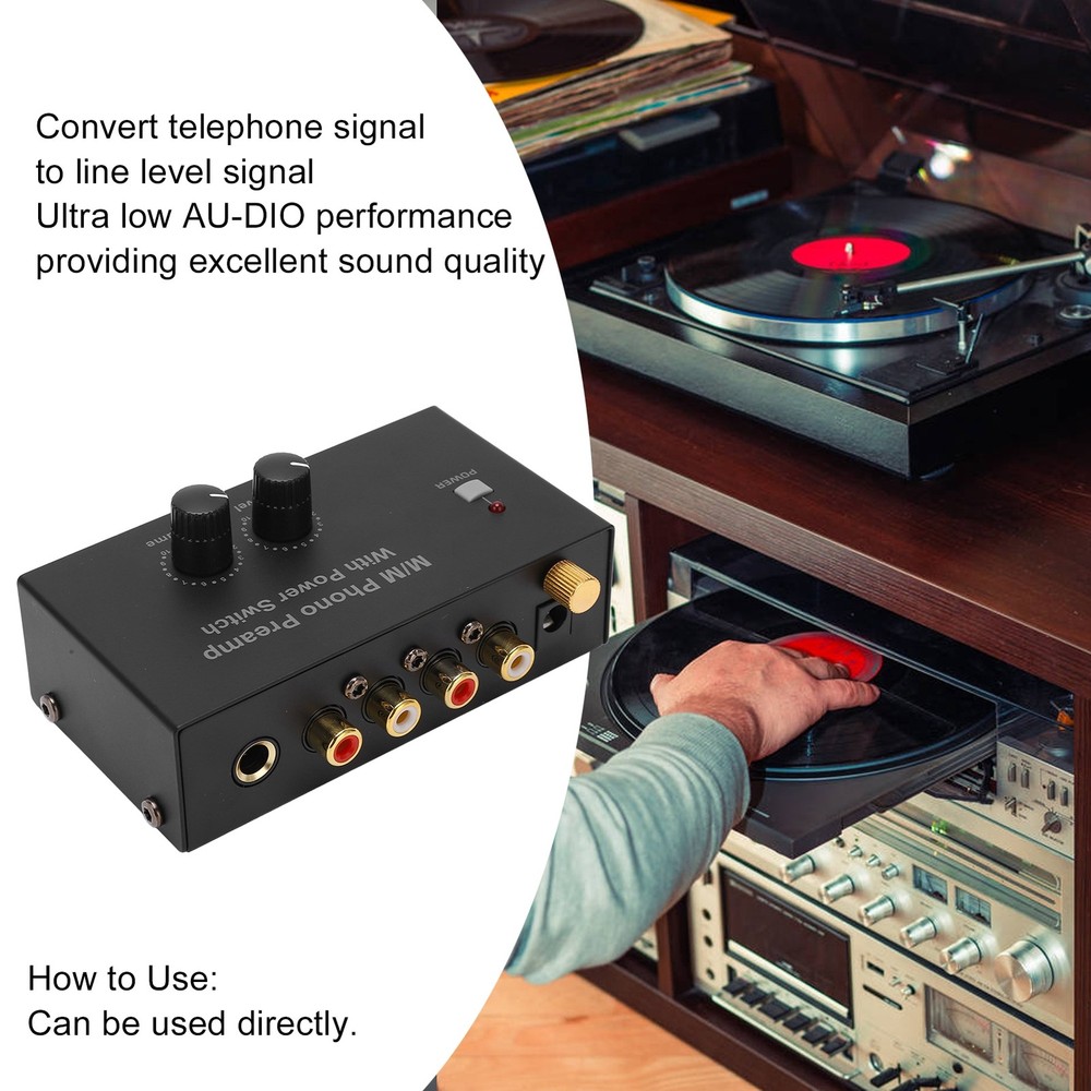 Compact Metal Phono Preamp Turntable Volume Control Device For Audiophiles