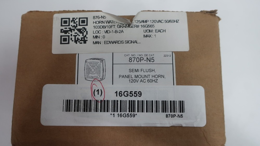 Edwards 870P-N5 Semi Flush Panel Mount Horn 120v-ac
