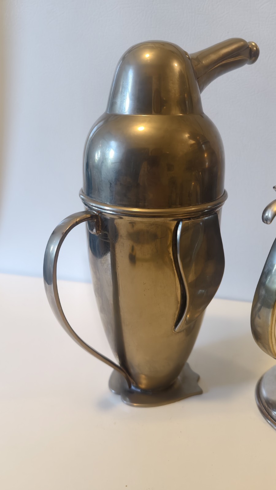 2 of Restoration Hardware Silver Penguin & Rooster Cocktail Shaker Set Vintage