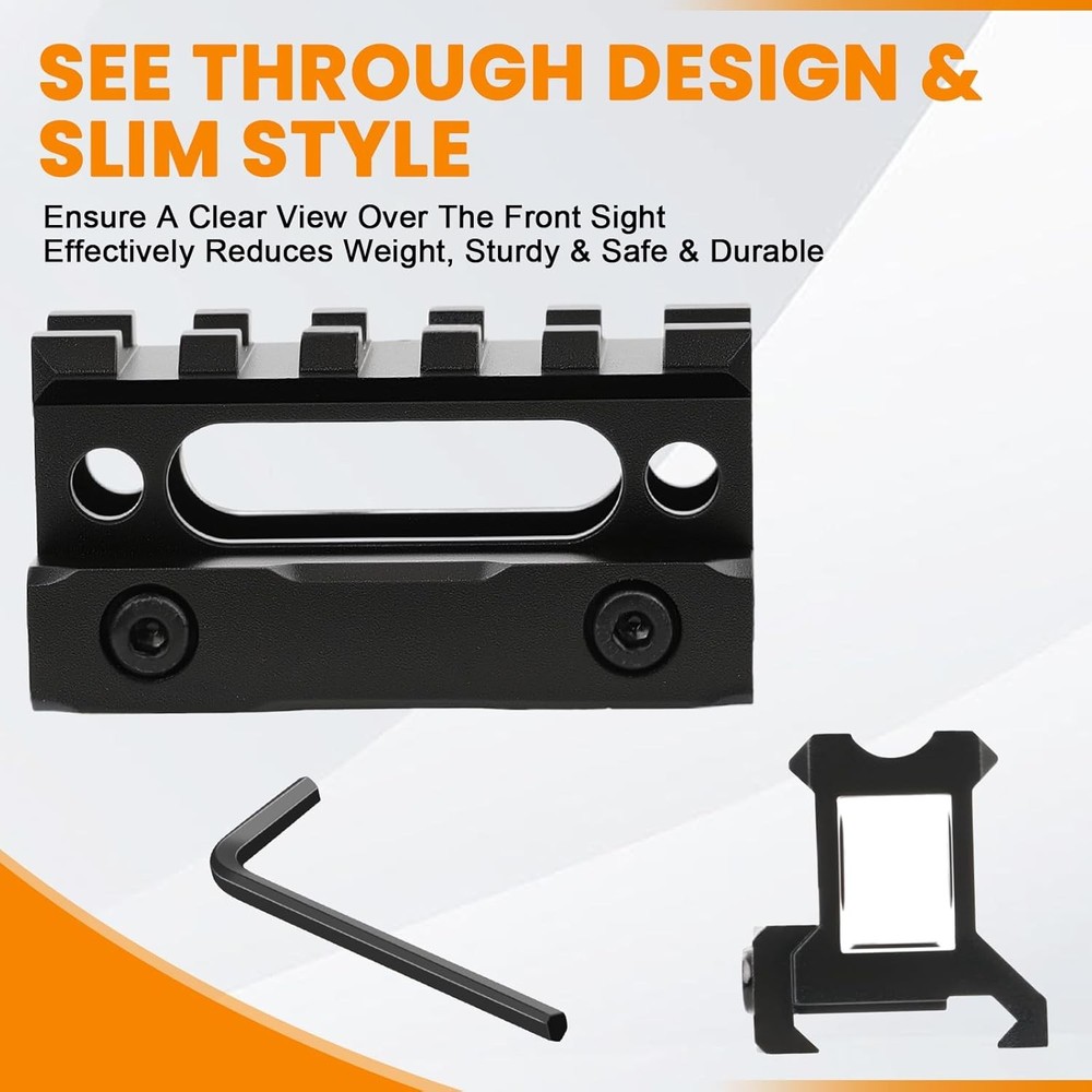 5 Slots Picatinny Rail Riser Mount, 1" High Profile Picatinny Riser Mount