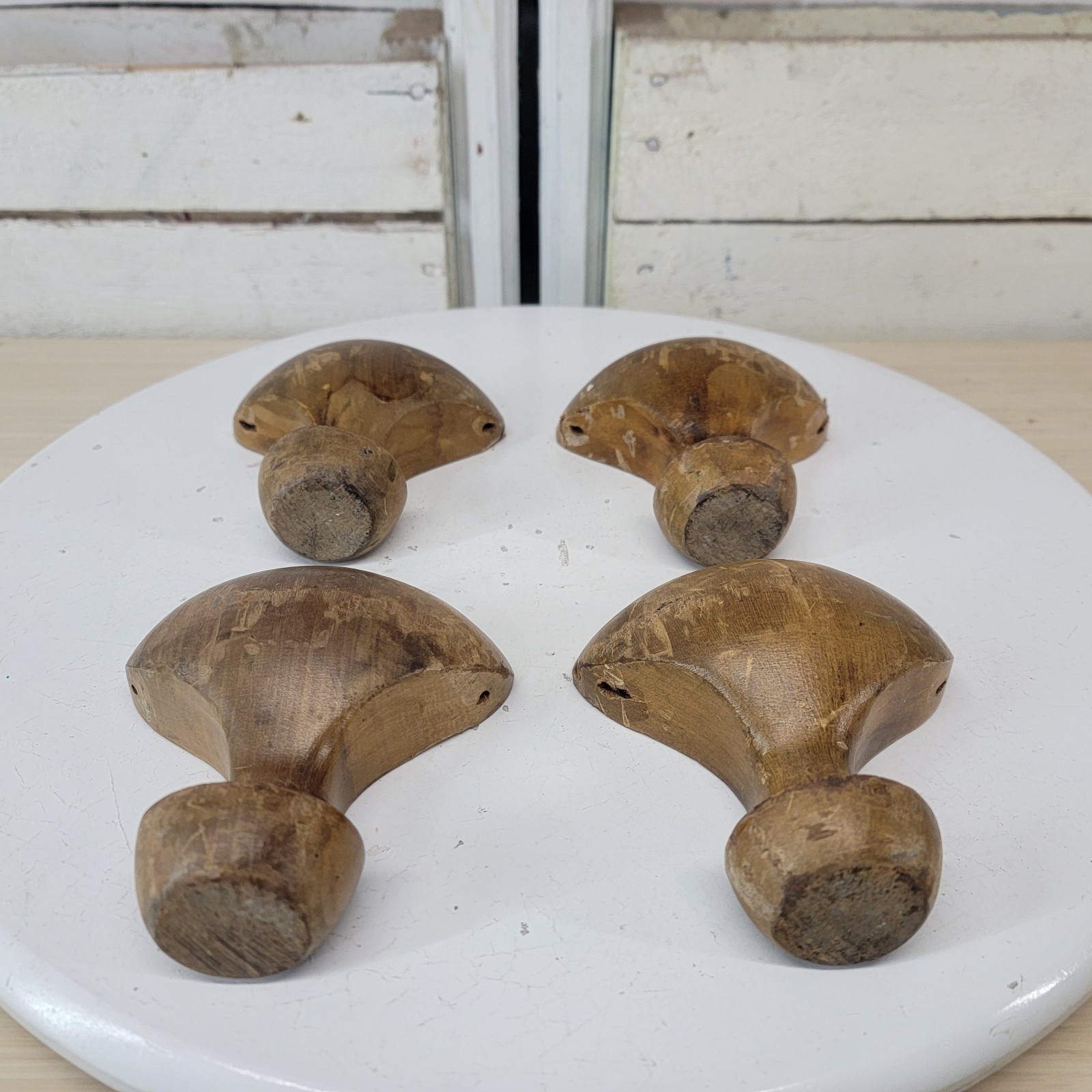 Set of 4 Vintage Solid Wood Furniture Feet Legs Salvaged Cabinet Sofa