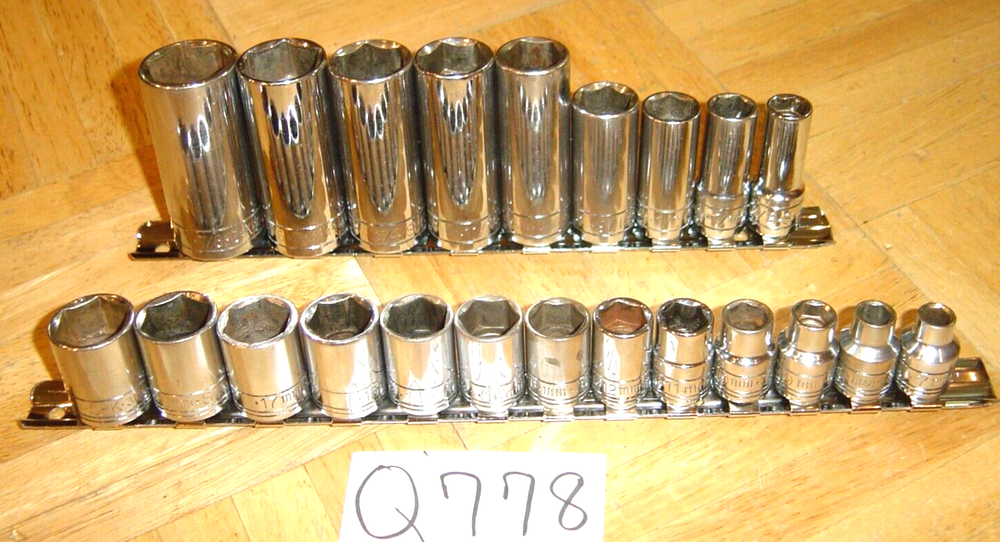 S-K TOOLS 22 PIECE 3/8 DRIVE DEEP SAE. & SHORT METRIC SOCKET SETS