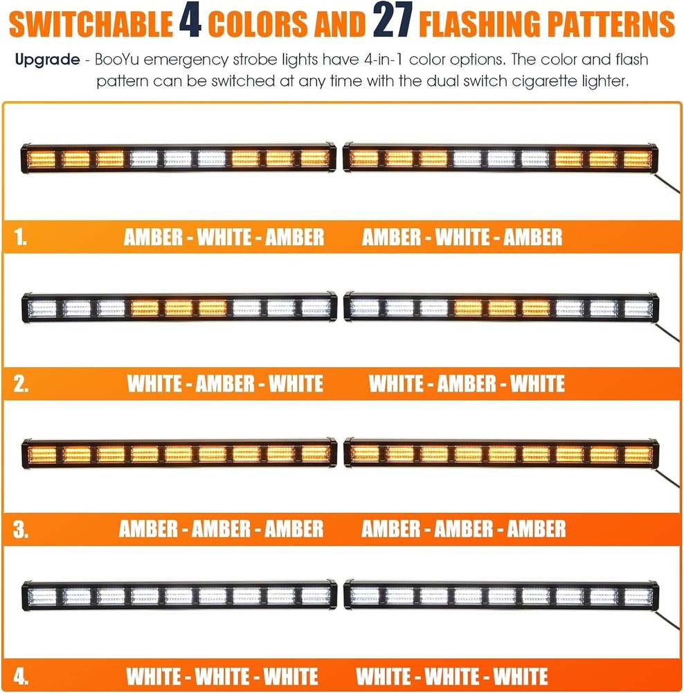 [Upgraded] Switchable 4 Colors Emergency Strobe Traffic Advisor Light Bar 162 LE
