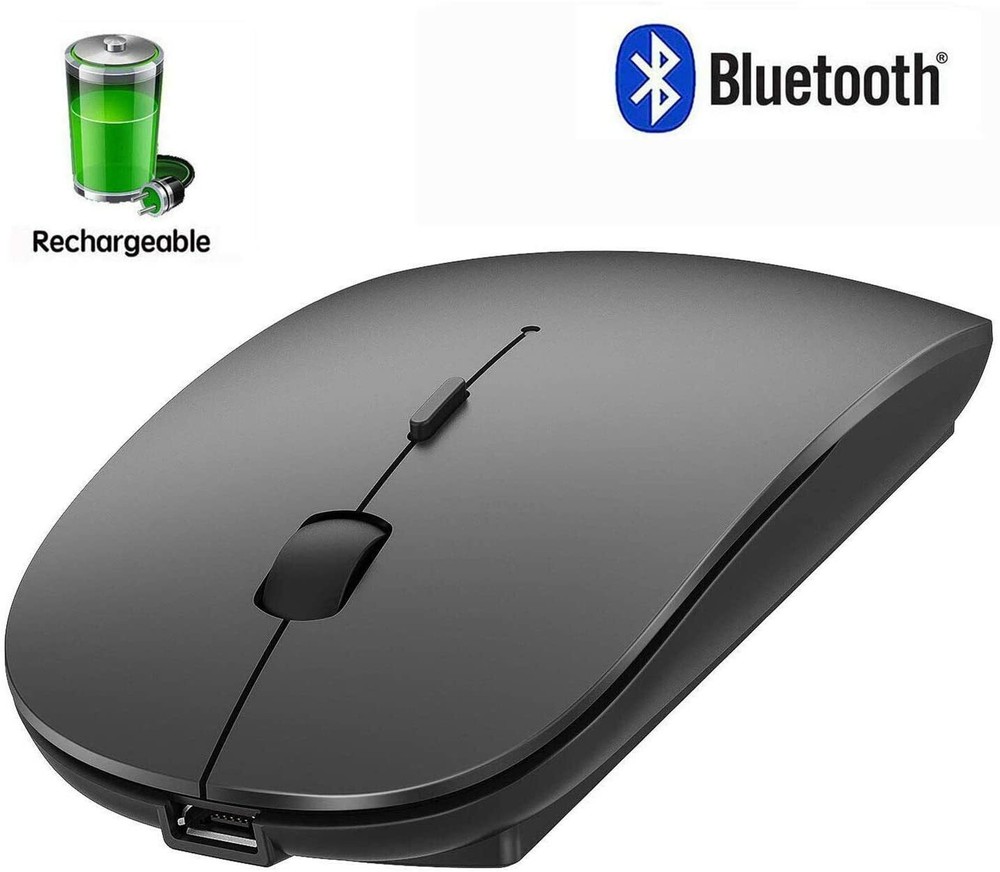 Bluetooth Mouse Wireless Slim Rechargeable Laptop PC Mac iPad MacBook Air Black