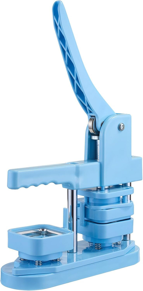 DIY Button Maker Machine - 1.97" Square, Ergonomic Handle, Blue