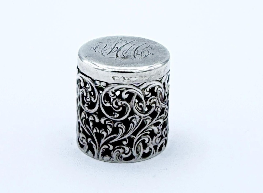 Antique Unger Bros Sterling Chatelaine Thimble Holder/Case Monogrammed  #1108