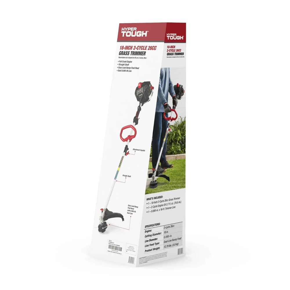 Hyper Tough 18" 26cc 2-Cycle Gas Powered Straight Shaft String Trimmer