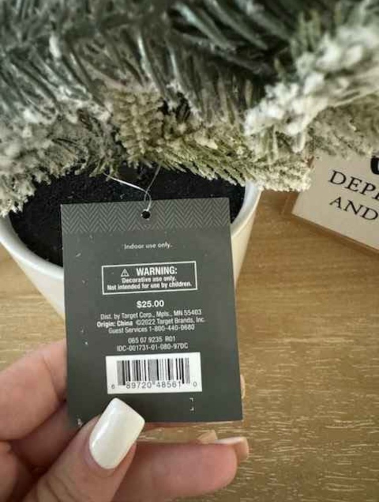 Threshold 22" Artificial Christmas Faux Tree with White Snow Spotted Decor 2pack