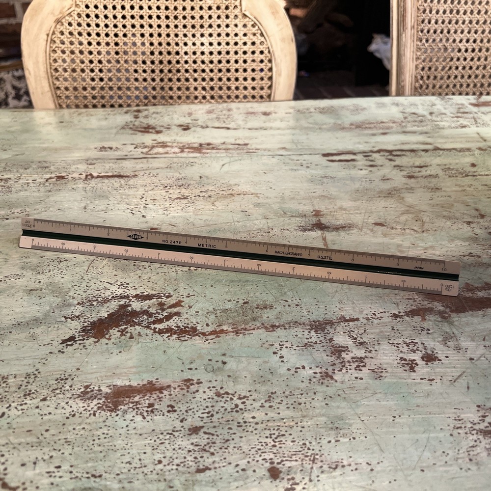 Alvin 247P 12" Triangular Drafting Engineer Scale Ruler Tri-Color   EUC