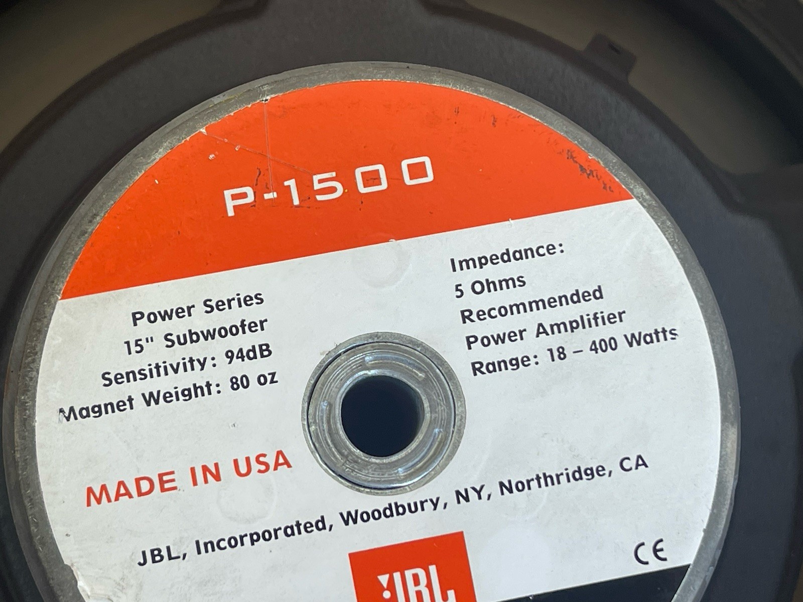 Vintage JBL P-1500 Power Series 15" Subwoofer in Box