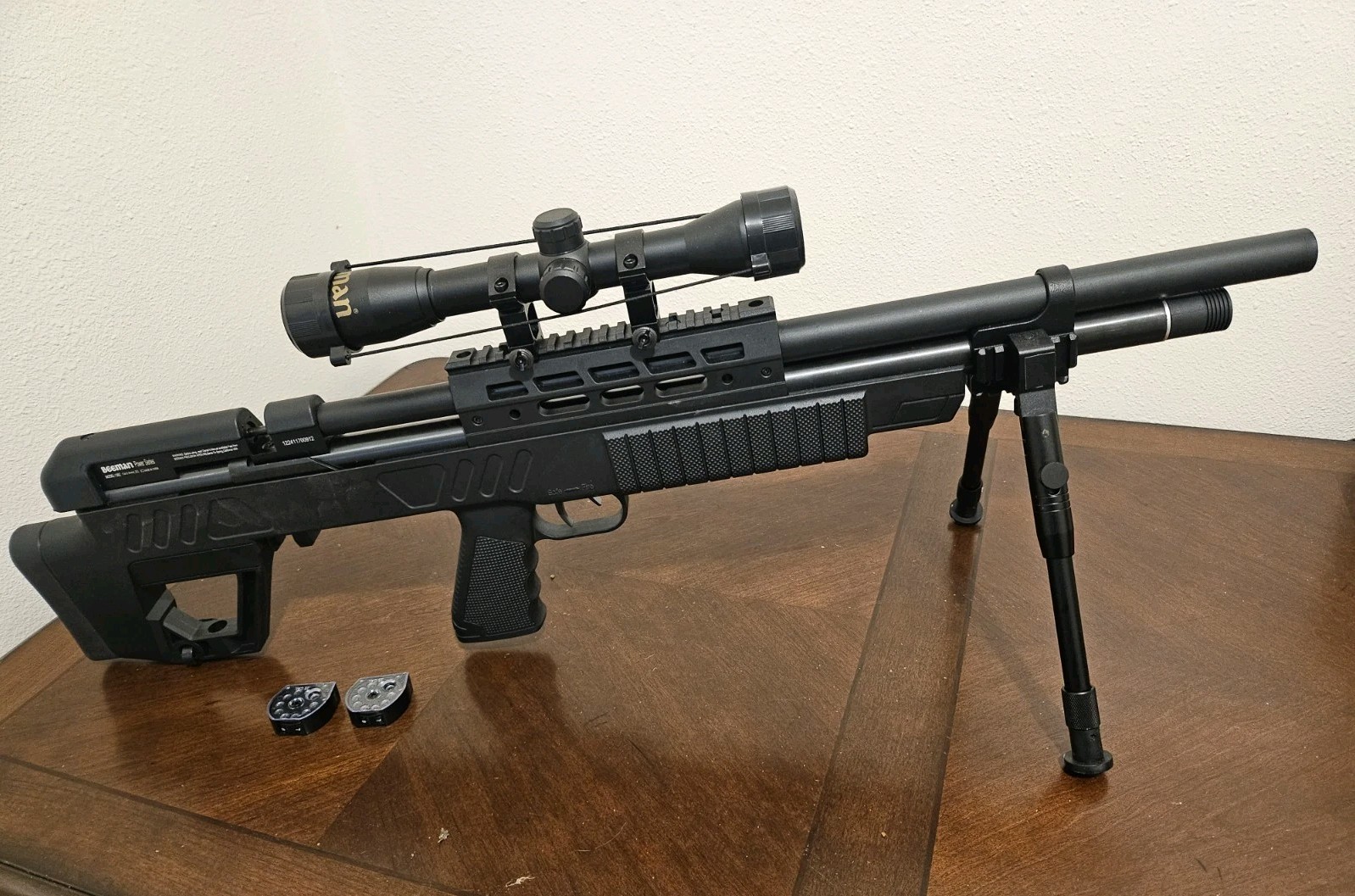 Beeman 1361 Commodore .177 Caliber PCP Air Rifle bullpup bipods barrel band 12rd