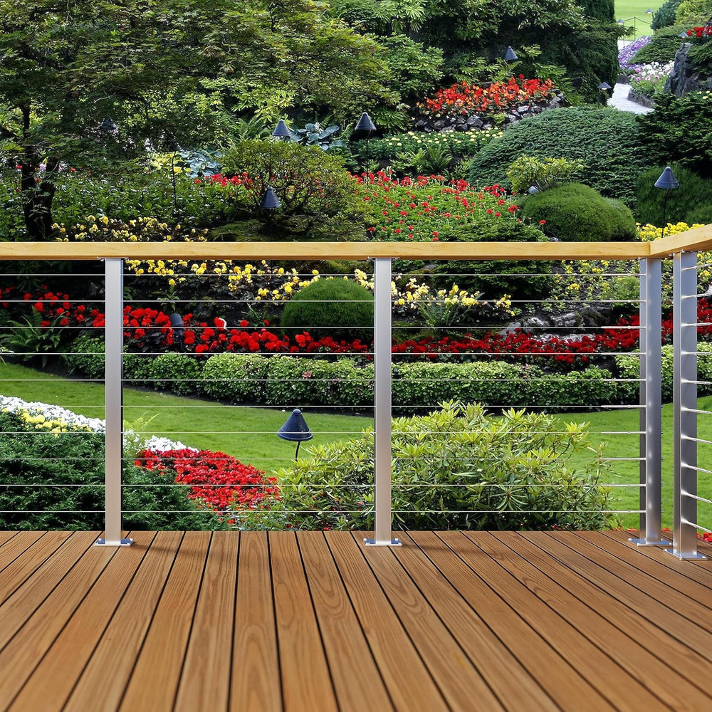 36" Stainless Steel Cable Railing Post 2 Pack with 1/8" Cable Kit