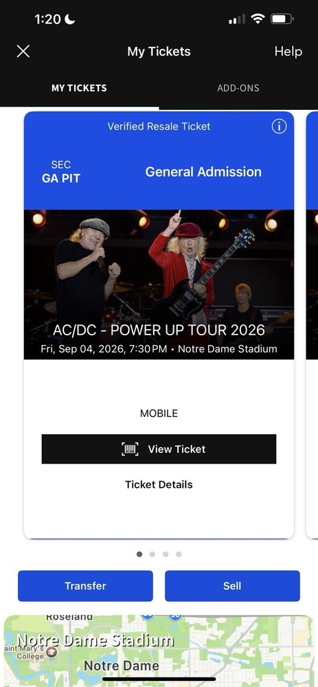 AC/DC PWR/UP Tour Notre Dame Stadium PIT Tickets!
