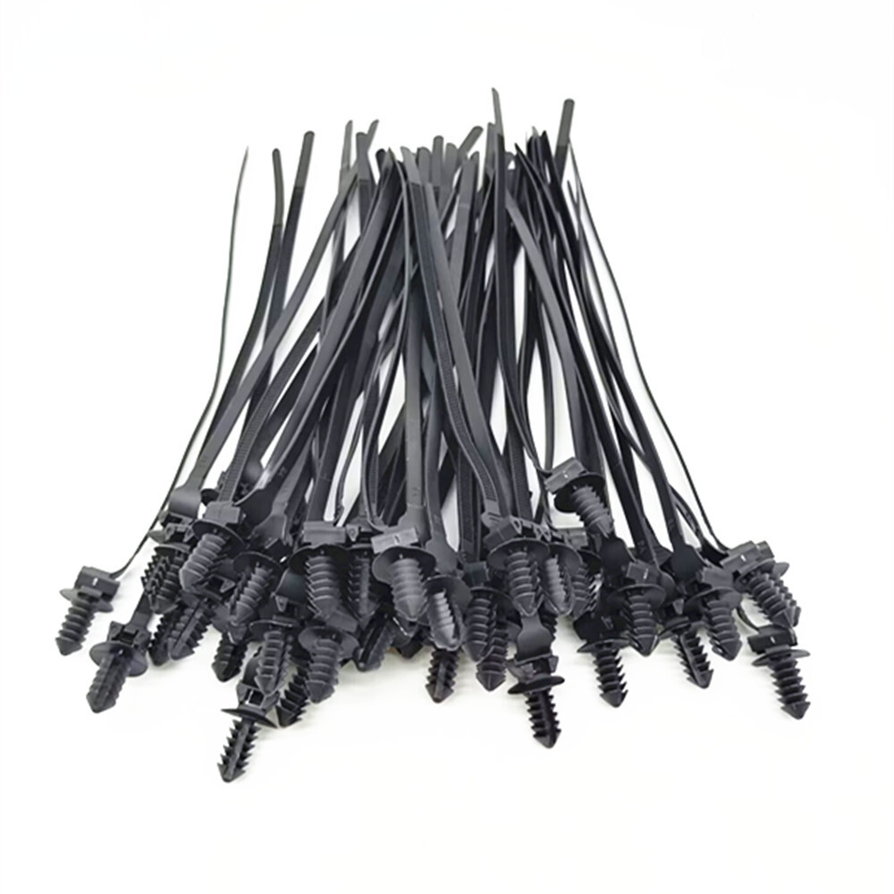 Car Mount Wire Tie Nylon Push Mount Cable Zip Tie Strap Fastener Bundle 50Pcs