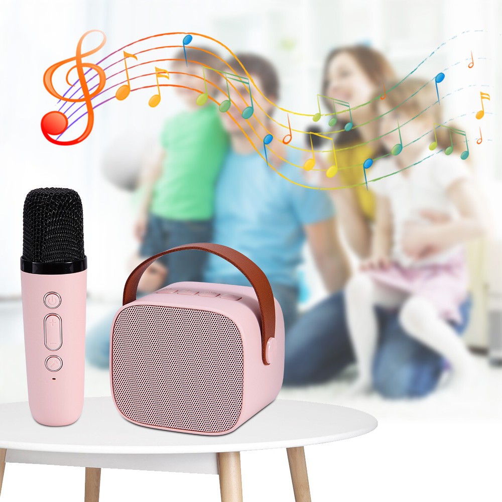 Bluetooth Speaker Portable Karaoke Machine System Microphone Party Light For Kid