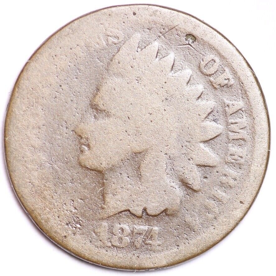 1874 Indian Head Cent Penny AG
