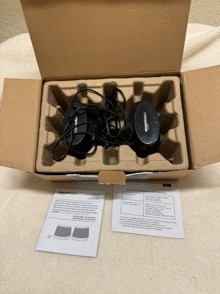 Amazon Basics USB-Powered PC Speakers with Dynamic Sound Black B07DDK3W5D