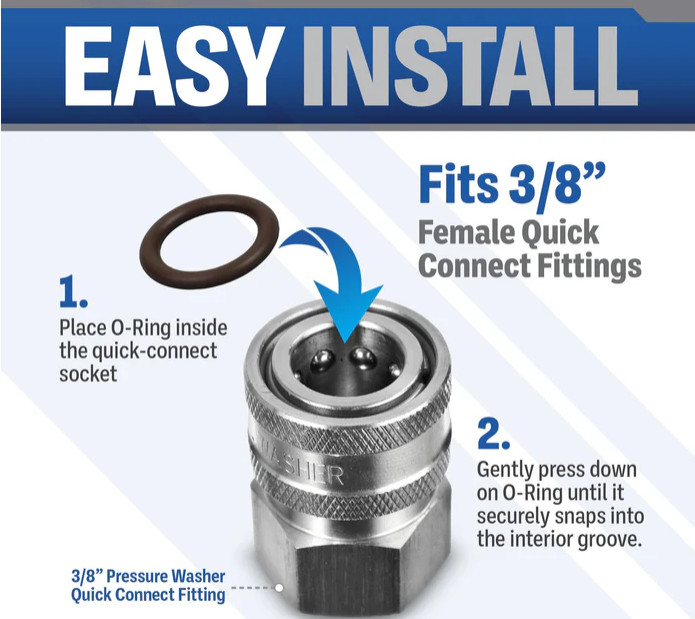 3/8" Quick Coupler O-Ring Seals 5 Pack High Temp Pressure Washer