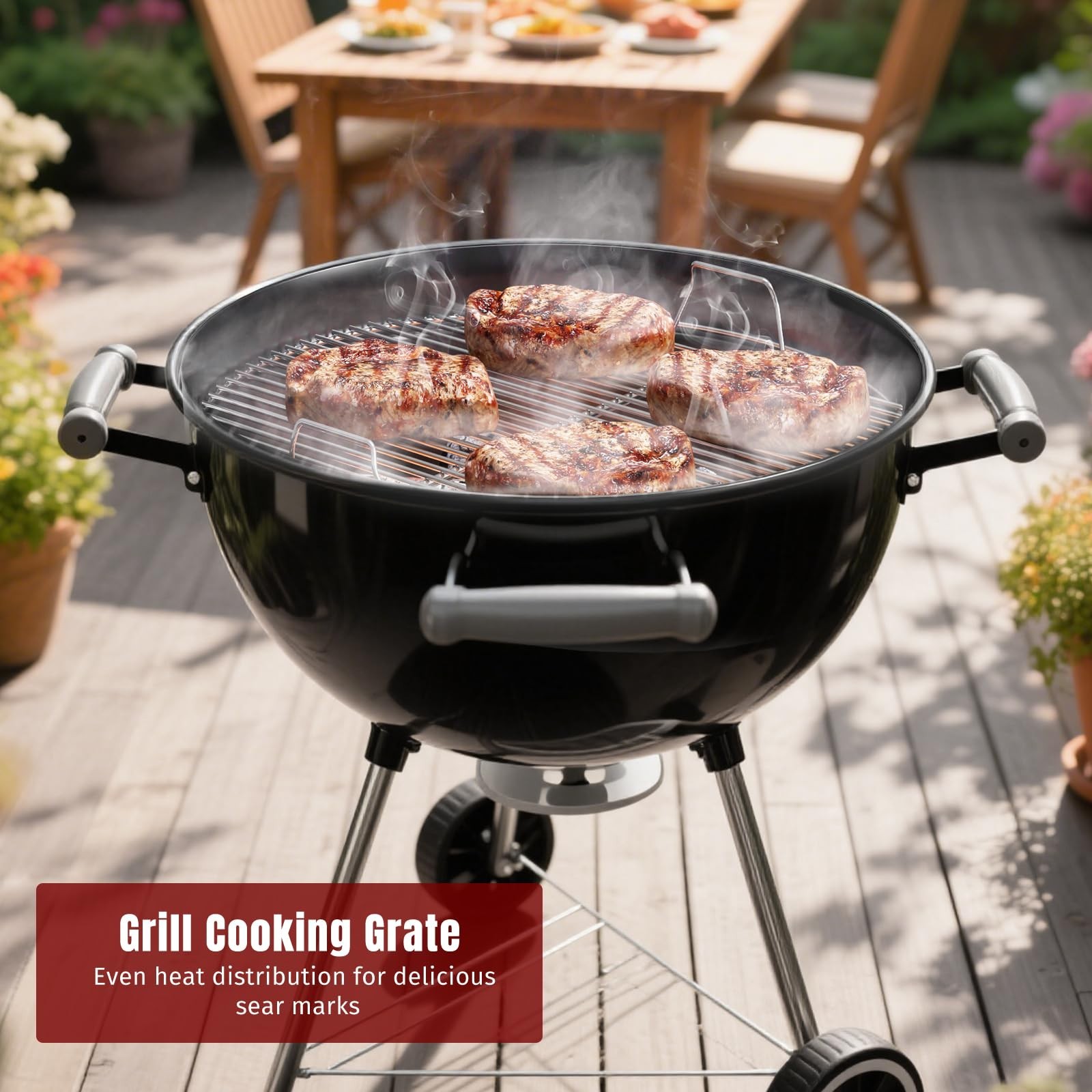 7435 Cooking Grate Plated Steel Grill Grate for Weber 22" Charcoal Grill Replace