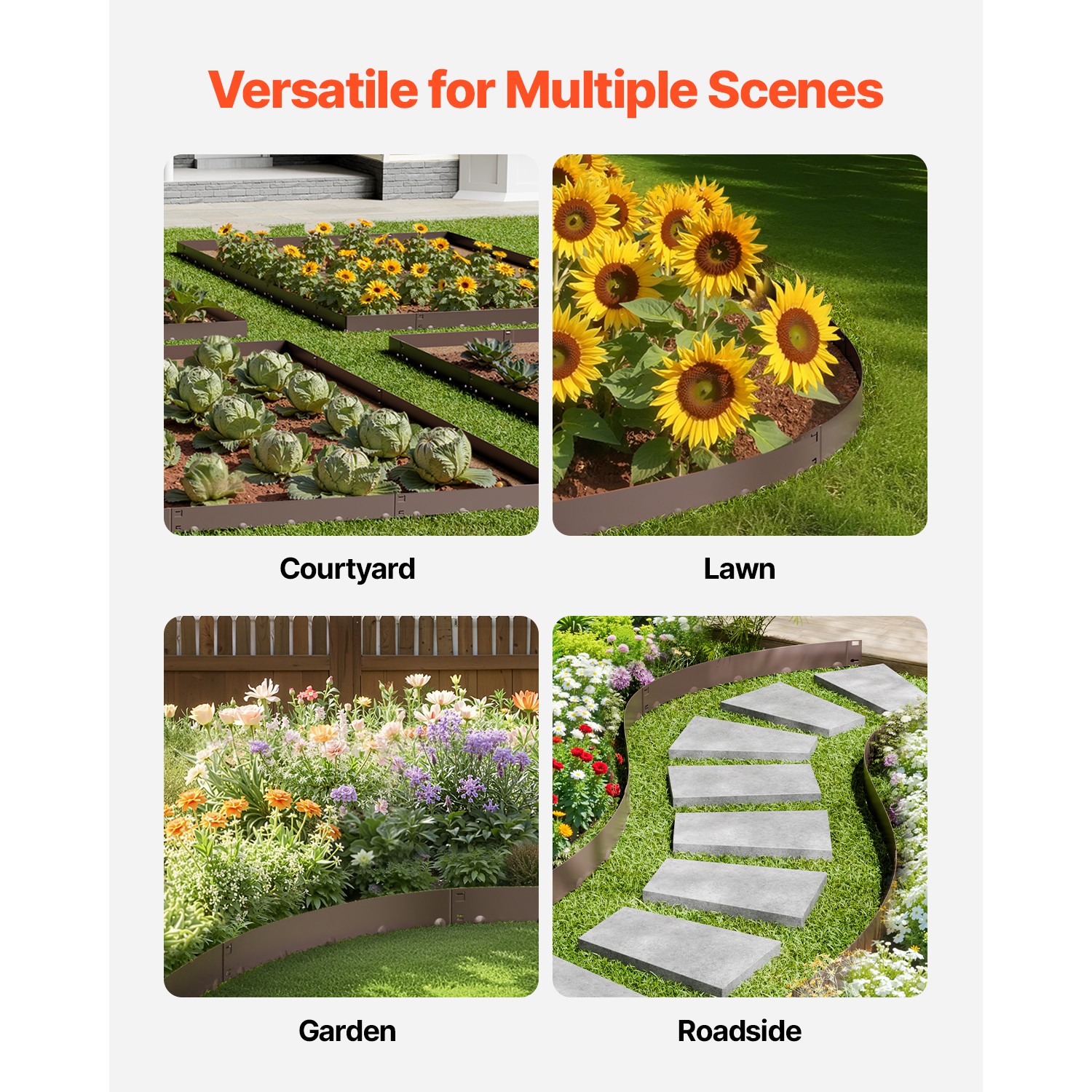 Steel Landscape Edging 5 Packs 39 x 5in Rust-Resistant Edging Border Brown