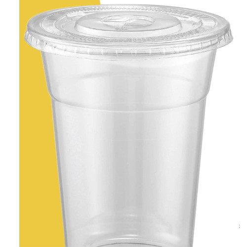 100 Pack 16oz Disposable Plastic Cups with Lids - Clear PET Drinking Cups for Co