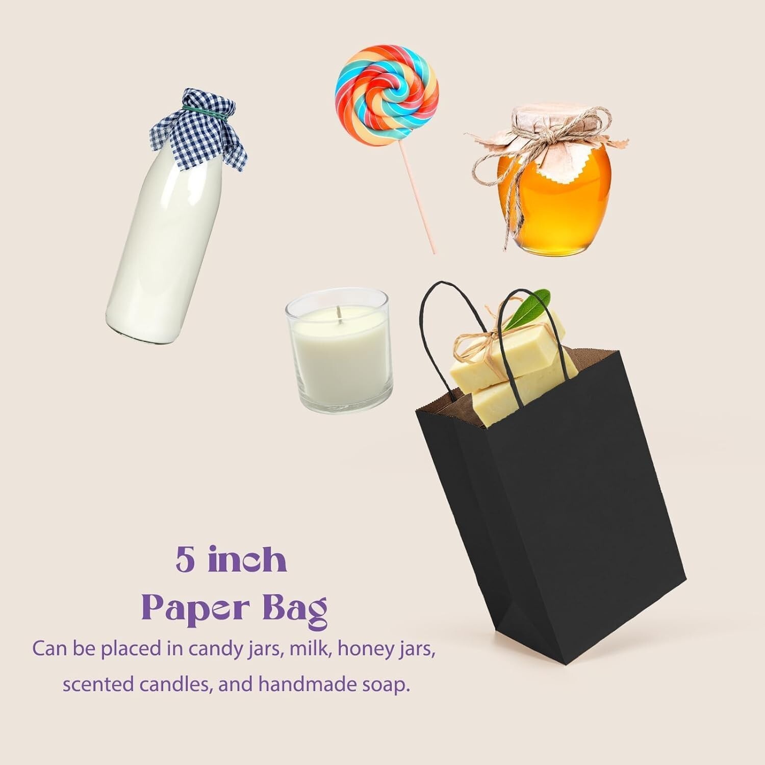 Kraft Paper Bags with Handles Party Shopping Gift Bags Bulk Brown White Black