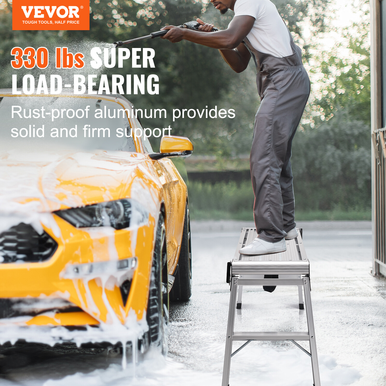 Aluminum Step Stool Non-slip Folding Work Platform 330lbs Drywall Ladder