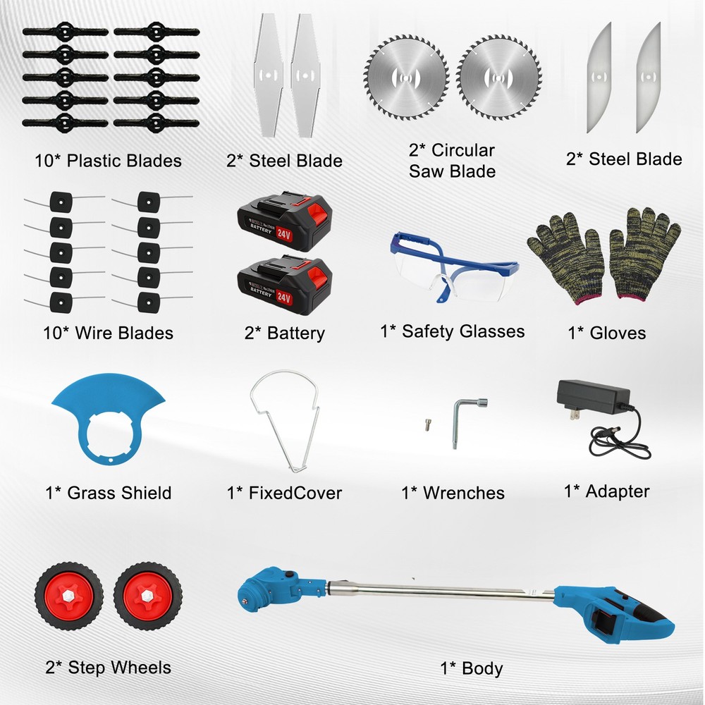 Wireless Cordless Grass String Trimmer Lawn Edger Weed Wacker Cutter + 2 Battery