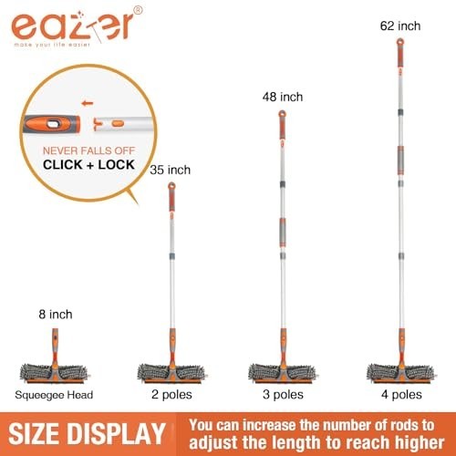 2-in-1 Rotatable Window Cleaner Squeegee Kit with Extension Pole & Bendable Head