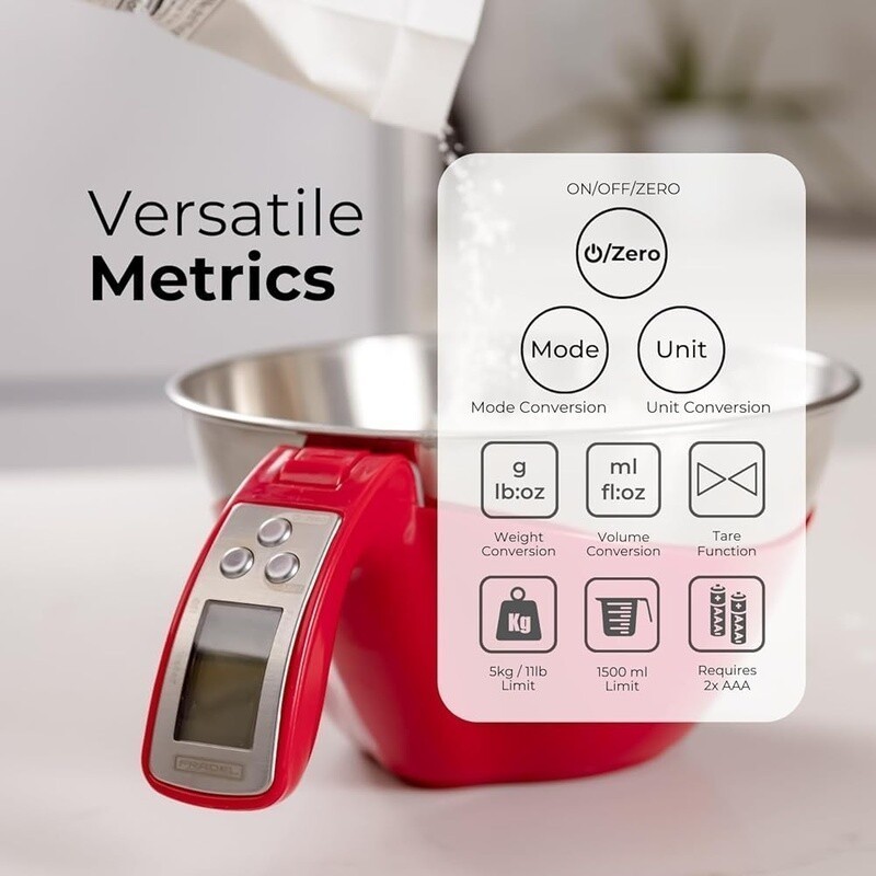 Digital Kitchen Scale W/ Bowl High Precision Tare Function Backlit LCD Display
