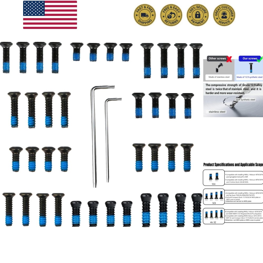 Red Dot Screw Kit with Installation Wrench Includes M3 M4, Compatible with RM...