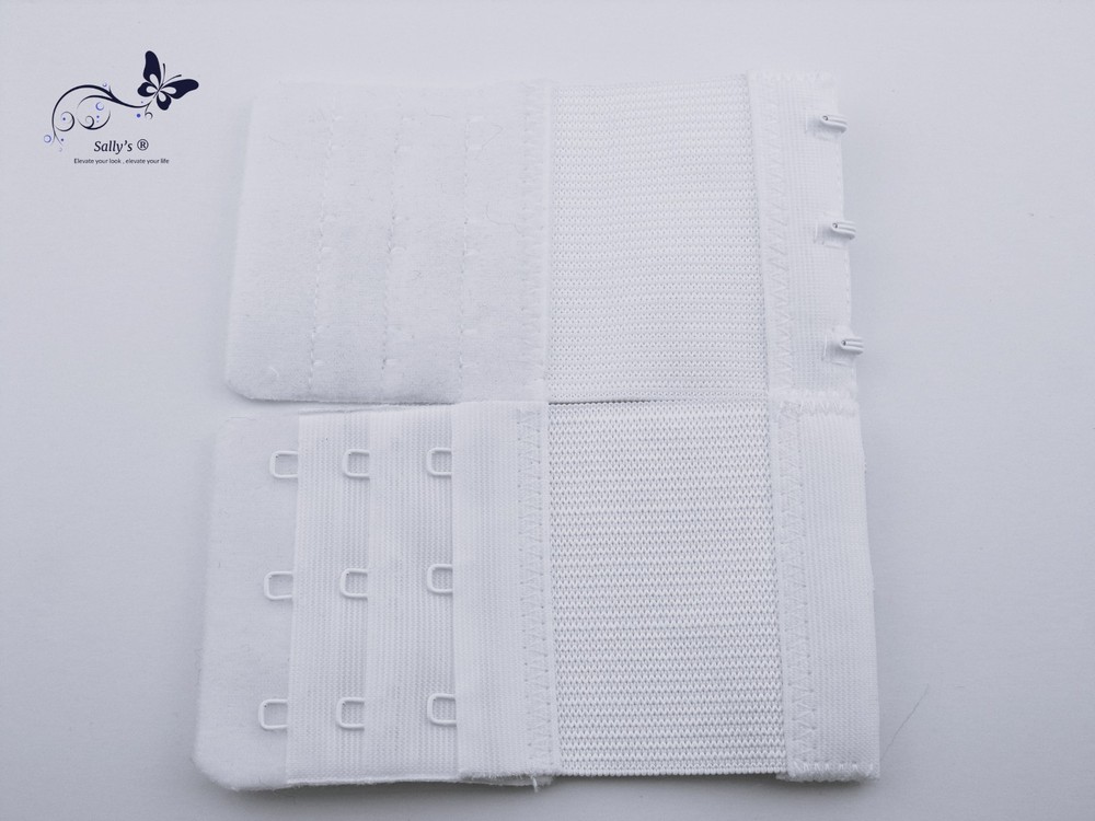 WHITE ELASTICATED SALLY’S ® BRA EXTENDER - 3 HOOK 3 POSITIONS - 2 PACK