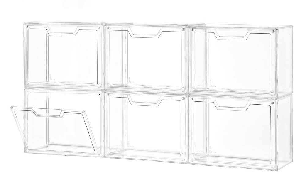 Stackable Storage Bins, Clear Acrylic Display Case, 06-Boxes With Lids