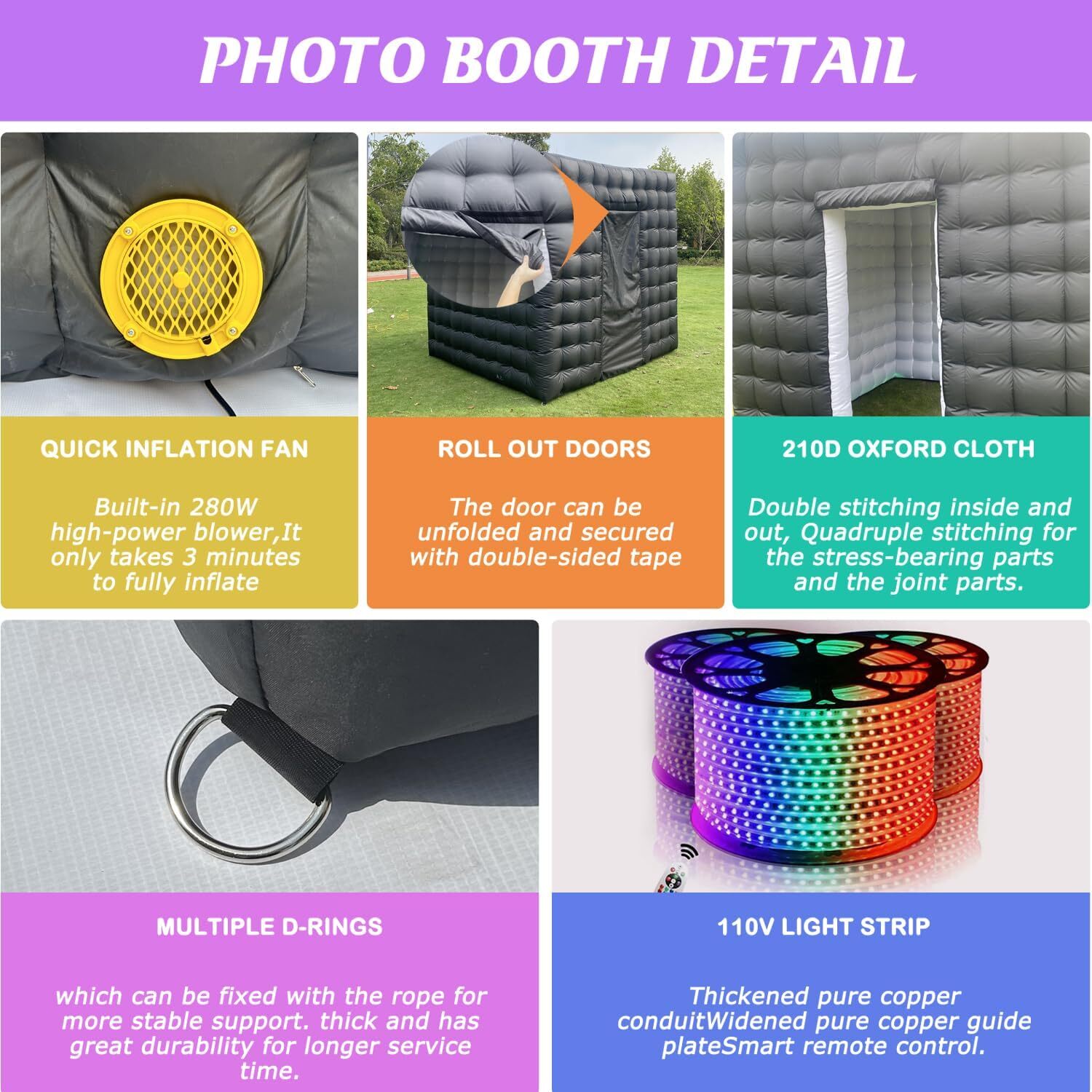 Inflatable Photo Booth Portable Enclosure Tent for Weddings Parties Events Shows