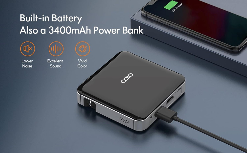 100" Clear Imaging Smart Mini DLP Pocket Projector HDMI, USB-A, High Resolution
