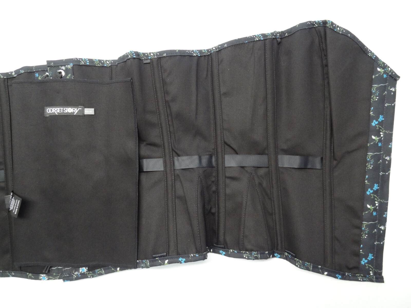 NWT Corset Story 44 Ditsy Floral Printed Overbust Spiral Steel Bone Navy Flowers