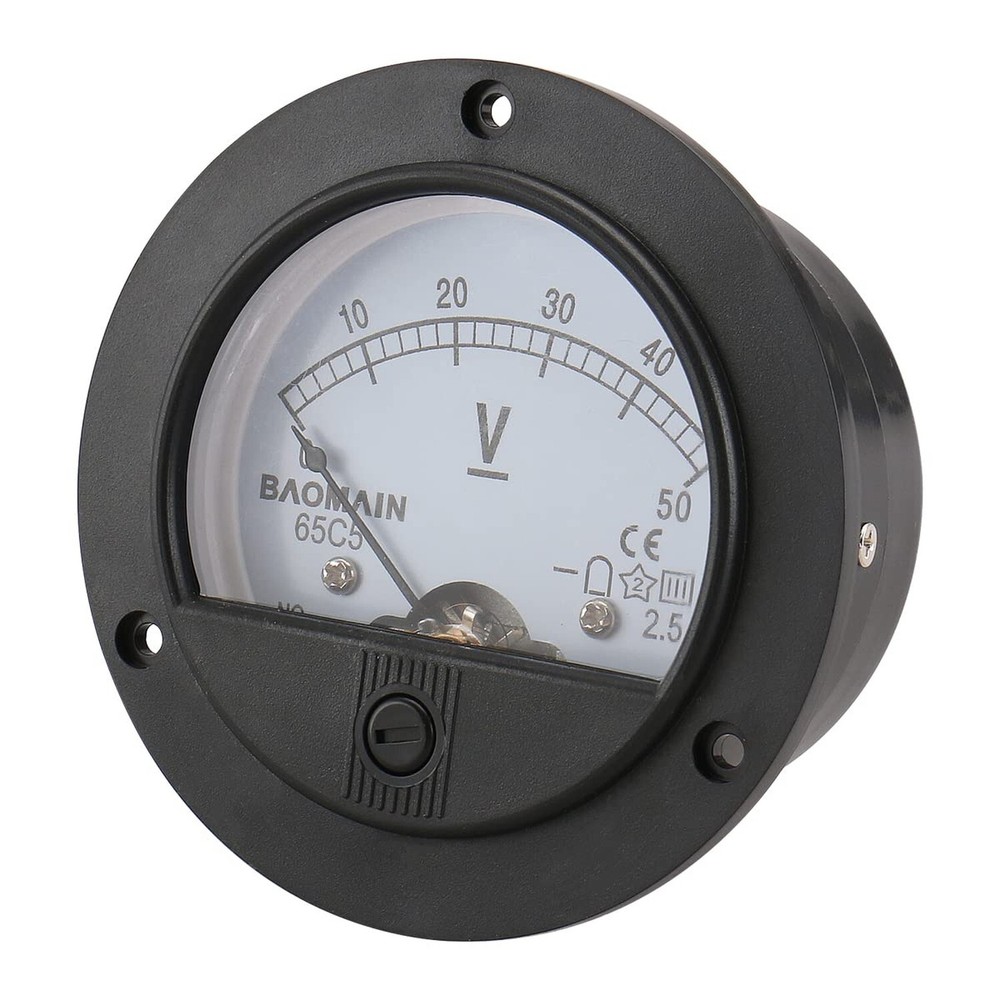 Baomain DC 50V Round Voltmeter Voltage Meter 65C5 Gauge Analog Panel Class 2....