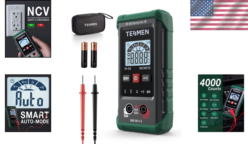 Precision TM-510 Multimeter - Auto-Ranging, Non-Contact Voltage & AC/DC Testing