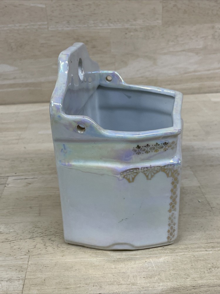German Lusterware Salt Container Cannister Wall Decor