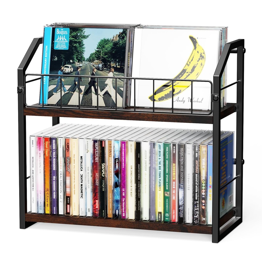 2-Tier CD Holder, CD Storage Shelf for Display, CD Organizer with Dispay Top ...