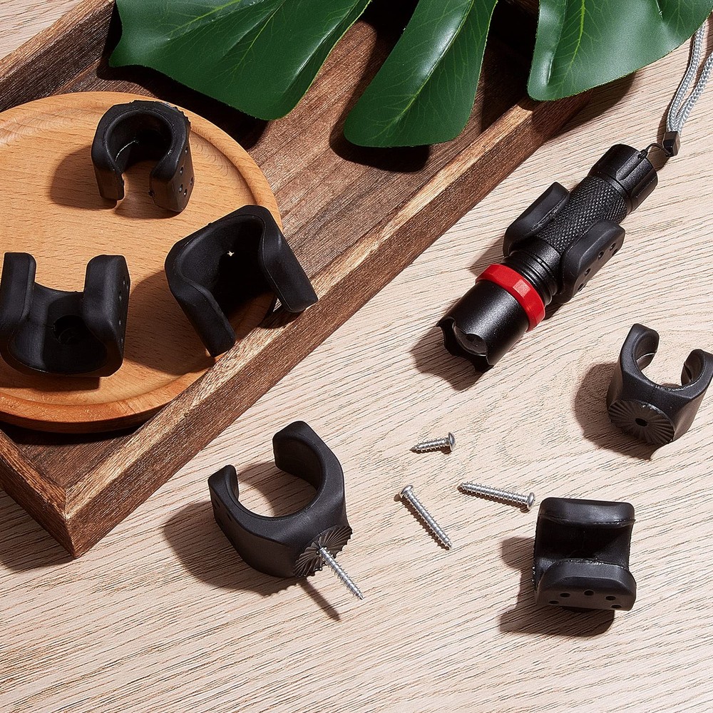 Jetec 4 Pieces Flashlight Mounting Brackets with Screws Versatile Clip Black