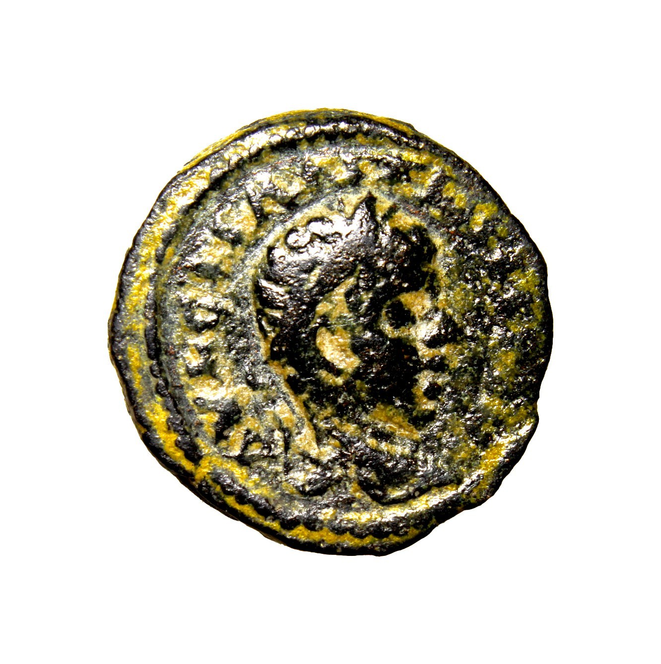 VERY RARE Decapolis. Petra. Elagabal (218-222) Tyche Seated on Rocks no Temple